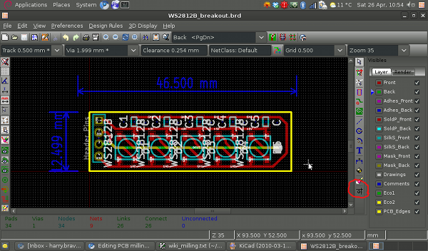 The project on first opening in Kicad.